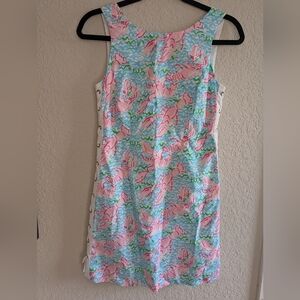 Lilly Pulitzer Delia Lobstah Roll Shift Dress Size 0 100% Cotton Lace Up Sides